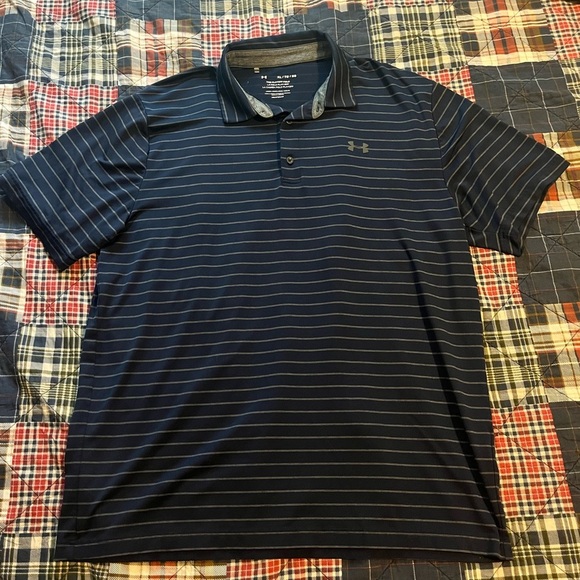 Under Armour Men's Dark Blue Striped Polo - Picture 1 of 6